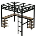 thumbnail image 5 of Metal Loft Bed With Desk And Guardrail - Functional Bedroom Piece, Black Guardrails Essential,, 5 of 7