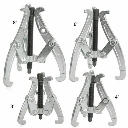 4 PC GEAR PULLERS SET NICKEL PLATED AUTO TOOLS 3 JAW SIZE 3 4 6 8 INCH GP4P