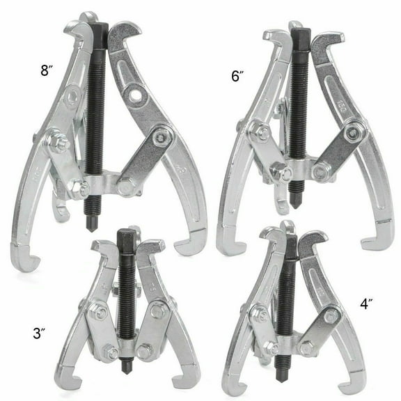 4 PC GEAR PULLERS SET NICKEL PLATED AUTO TOOLS 3 JAW SIZE 3 4 6 8 INCH GP4P