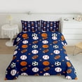 thumbnail image 2 of Homewish Ball Sport Lovers Bedding Comforter Set,Basketball Football Baseball Twin Comforter Sets,Deepblue White Browne Bedding Set For Boys Kids,Ultra Soft Home Decor Reversible,2-Piece, 2 of 8