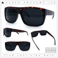 thumbnail image 2 of Classic Manly Rectangular Sporty Wrap Biker Style Plastic Sunglasses Tortoise - Black, 2 of 8