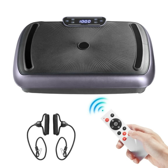 VEVOR Vibration Plate Exercise Machine, Full Body Vibrating Platform for Lymphatic Drainage and Weight Loss, Home Workout Fitness Equipment with 2 Resistance Bands, Body Shaker for Women Men, Black