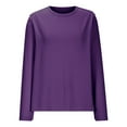thumbnail image 7 of Casual Tops for Women Long Sleeve Basic T Shirts Patch Back Loose Round Neck Pullover Womens Going Out Top, Purple, XL, 7 of 7