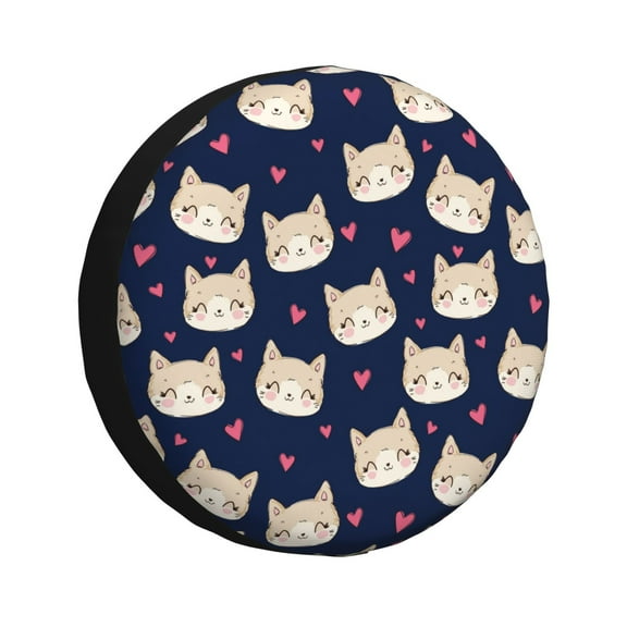 Rv Spare Tire Cover 14 inch - Glamorous Cartoon Cat Heart Tire Covers for Trailers, Adjustable Camper Spare Tire Cover