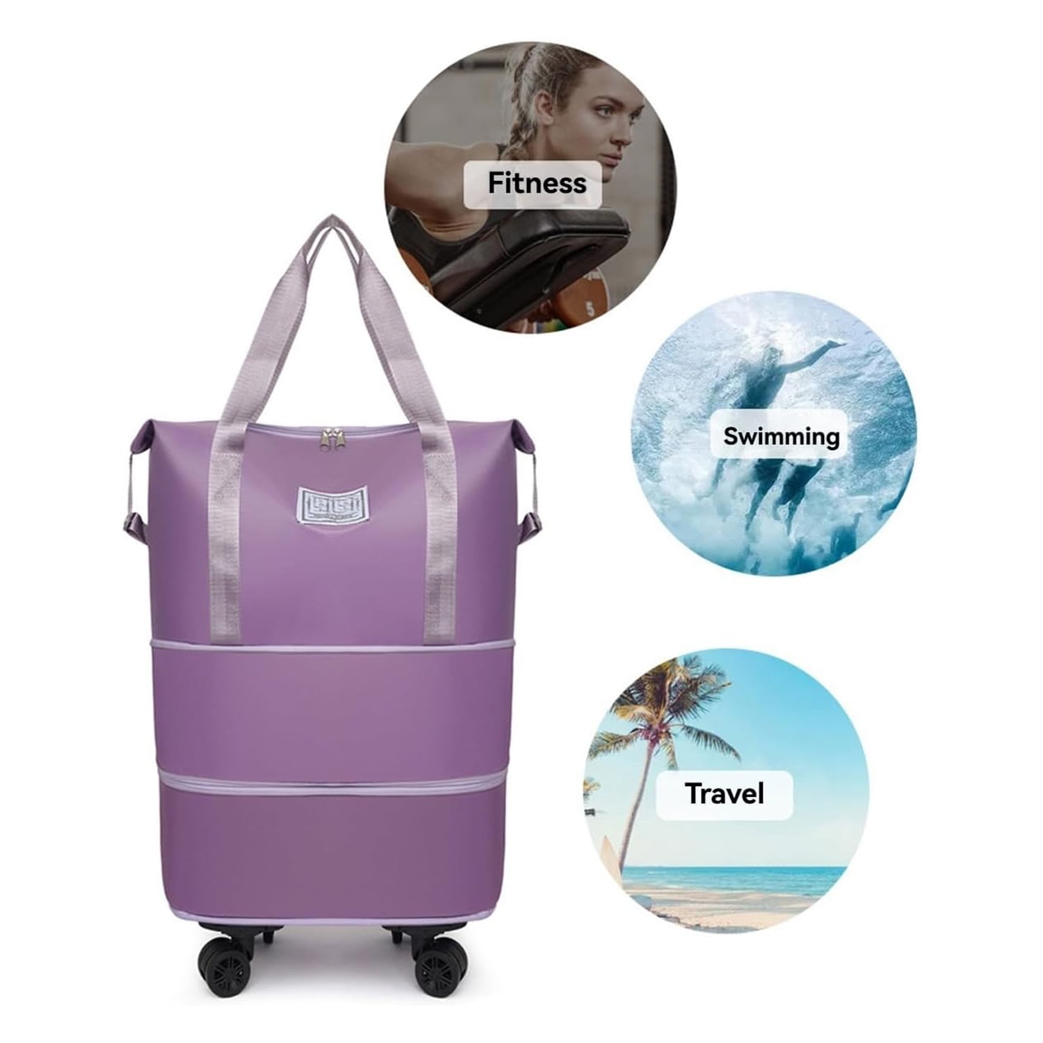 Kulken Travel Bag With Wheels - 2025 New Large Capacity Travel Bag - Universal Wheel Removable Gray