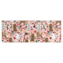 Poodle Dog and Flower Floral Kitchen Rug Mat,Kitchen Runner Rugs Non Skid Washable,Decorative Kitchen Floor Mats for Kitchen,Sink,Laundry,17"X47"