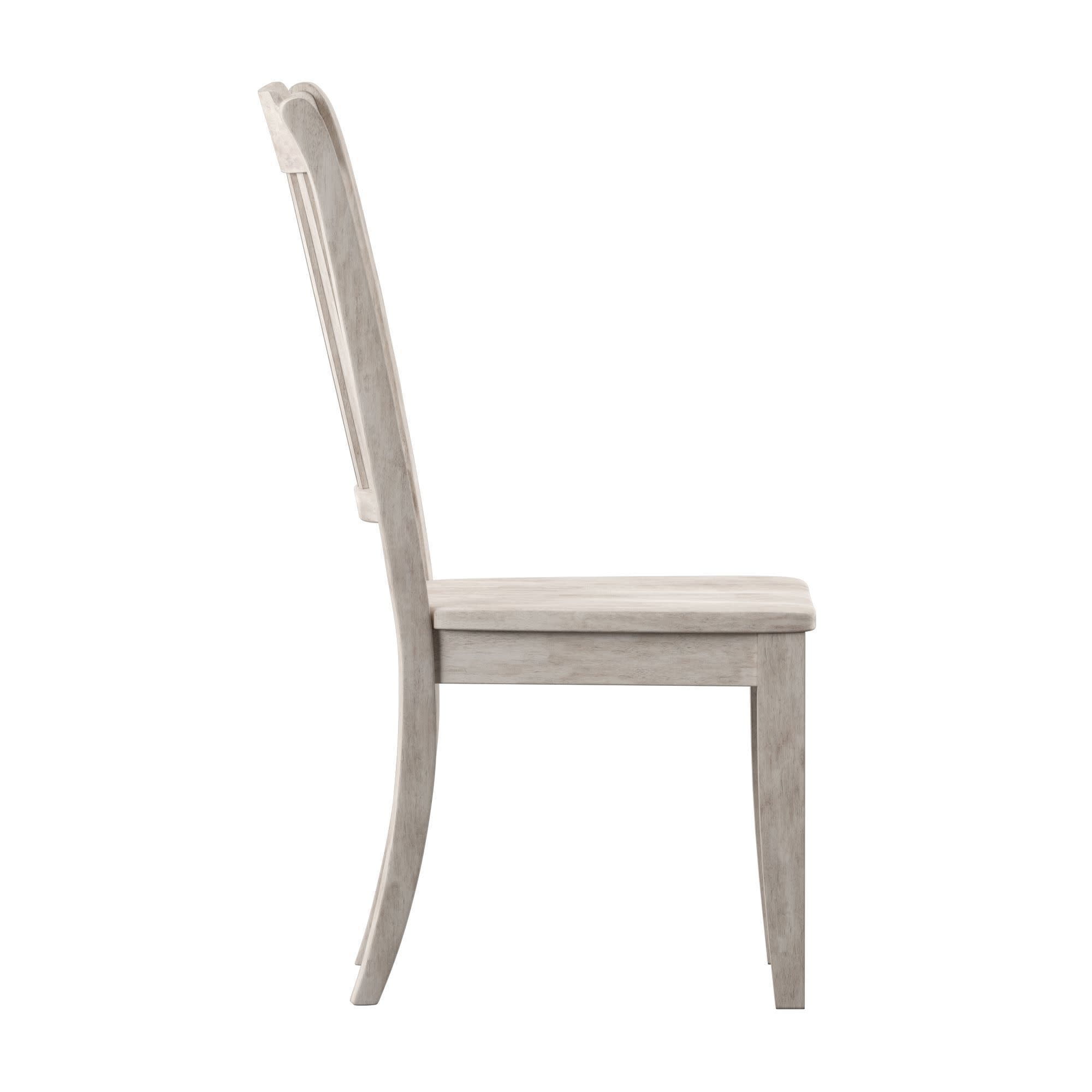 Weston Home Farmhouse Slat Back Wood Dining Chairs, Set of 2, Antique White Finish
