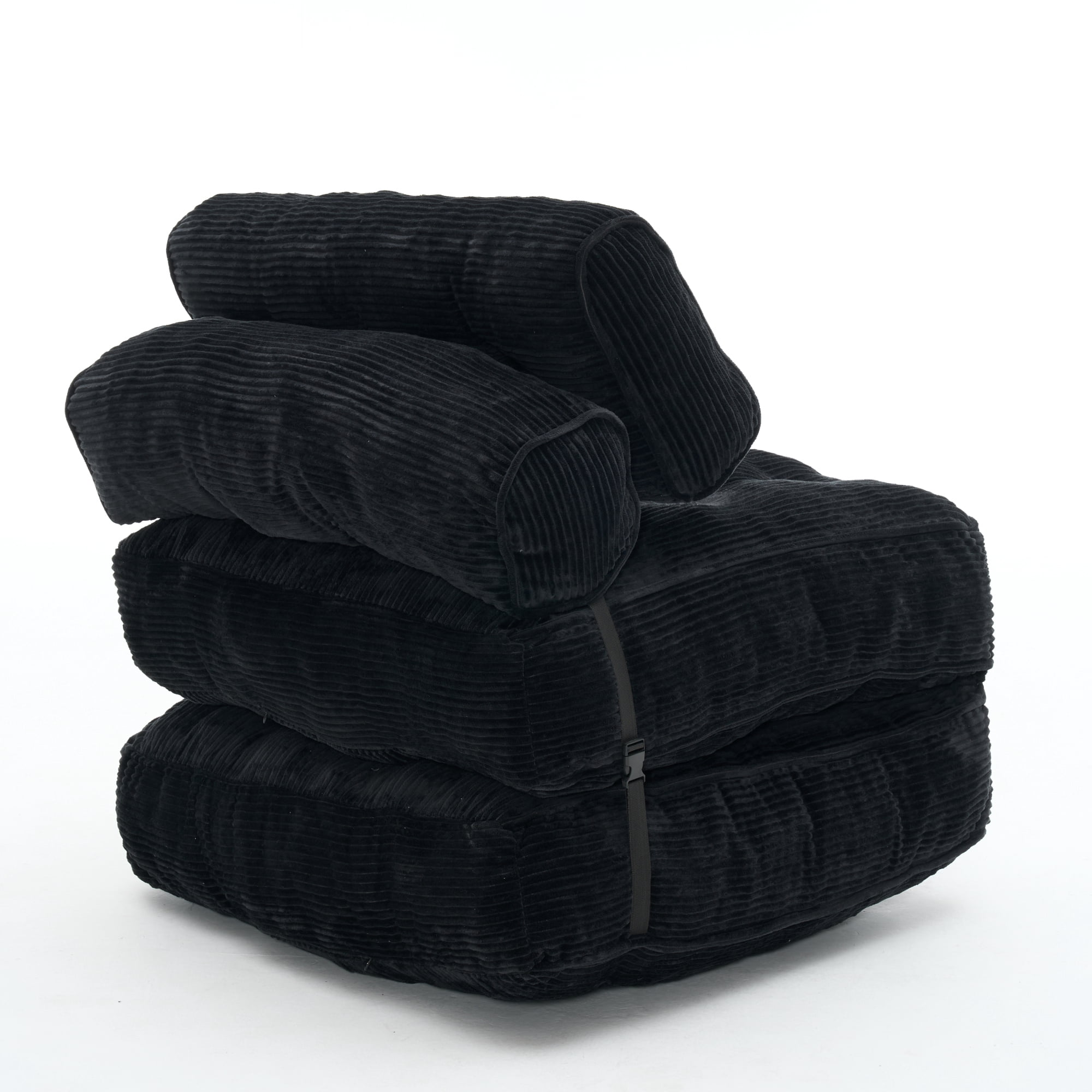 Leumius Folding Sofa Bed, Convertible Sleeper Chair with Pillow Foldable Mattress with Back Support, Portable Fold Out Chair Bed Comfy Floor Sofa Lounge for Living Room Bedroom Black