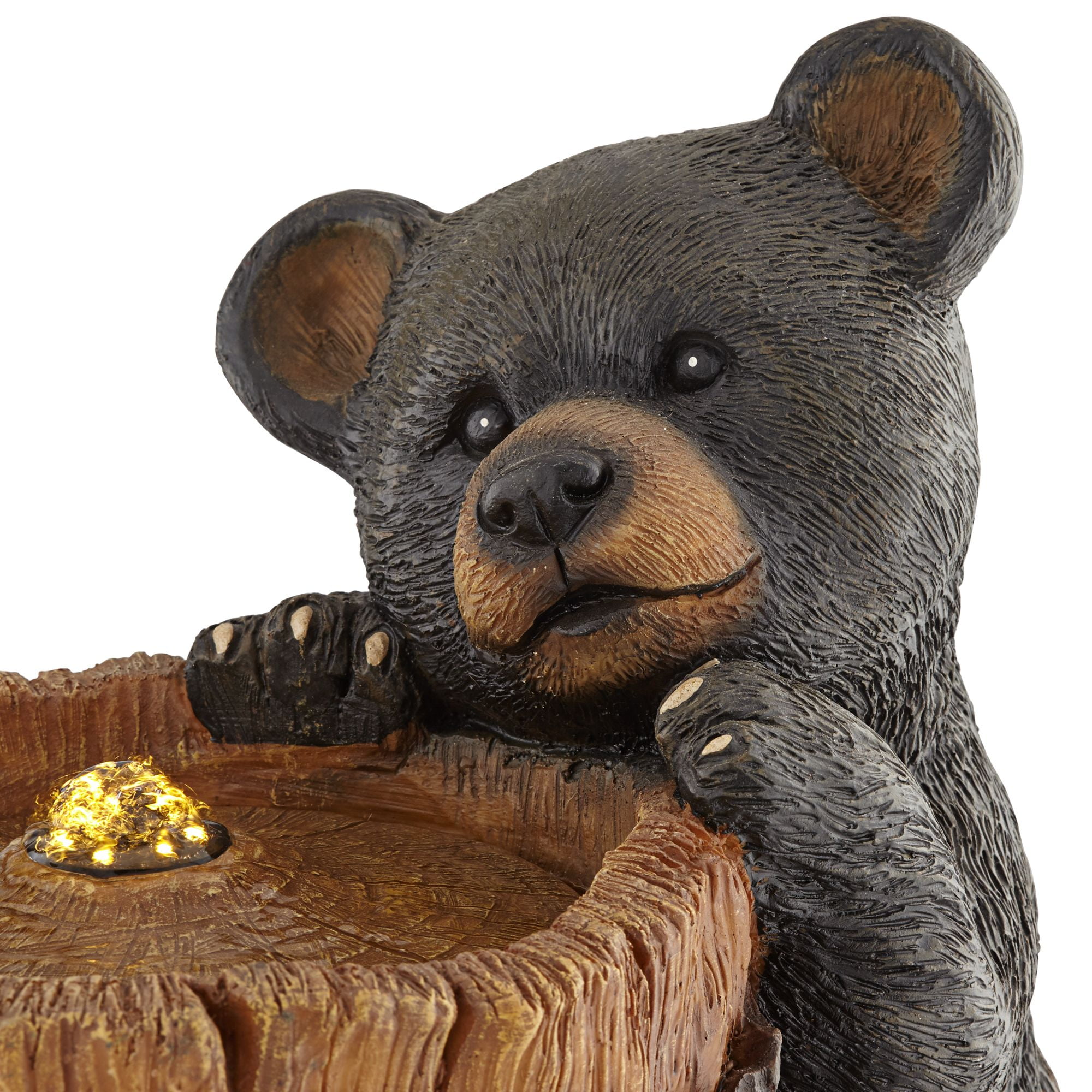 Bear Cubs on Log 28 1/2" High Large Rustic Indoor Outdoor Decor Resin Floor Fountain with Light LED Bubbler