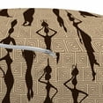 thumbnail image 3 of African Pouf Cover with Zipper, Woman of Color Carrying Water Vases Oriental Culture Silhouette Pattern, Soft Decorative Fabric Unstuffed Case, 30" W X 17.3" L, Beige Tan Dark Brown, by Ambesonne, 3 of 5