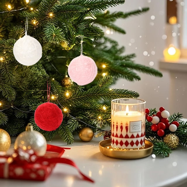 Bola Navideña De Hilo Fino Bolas Navideñas De 5cm, Color Rosa, De Poliéster, Pequeñas Decoraciones Colgantes Para Árbol Y Fiestas (1 Unidad) Rkxzt