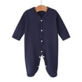 thumbnail image 2 of Tranfacy Boys and Girls 0-6 Months Rompers Long Sleeve Full Length Pant Crew Neck Ribbed Footed Jumpsuit Outfit, 2 of 5