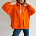 thumbnail image 2 of Christmas Clearance! Ohufall Hoodies for Women, Sweatshirt for Women Versatile Solid Color Long Sleeved Round Neck Pocket Temperament Tops Clearance, 2 of 8