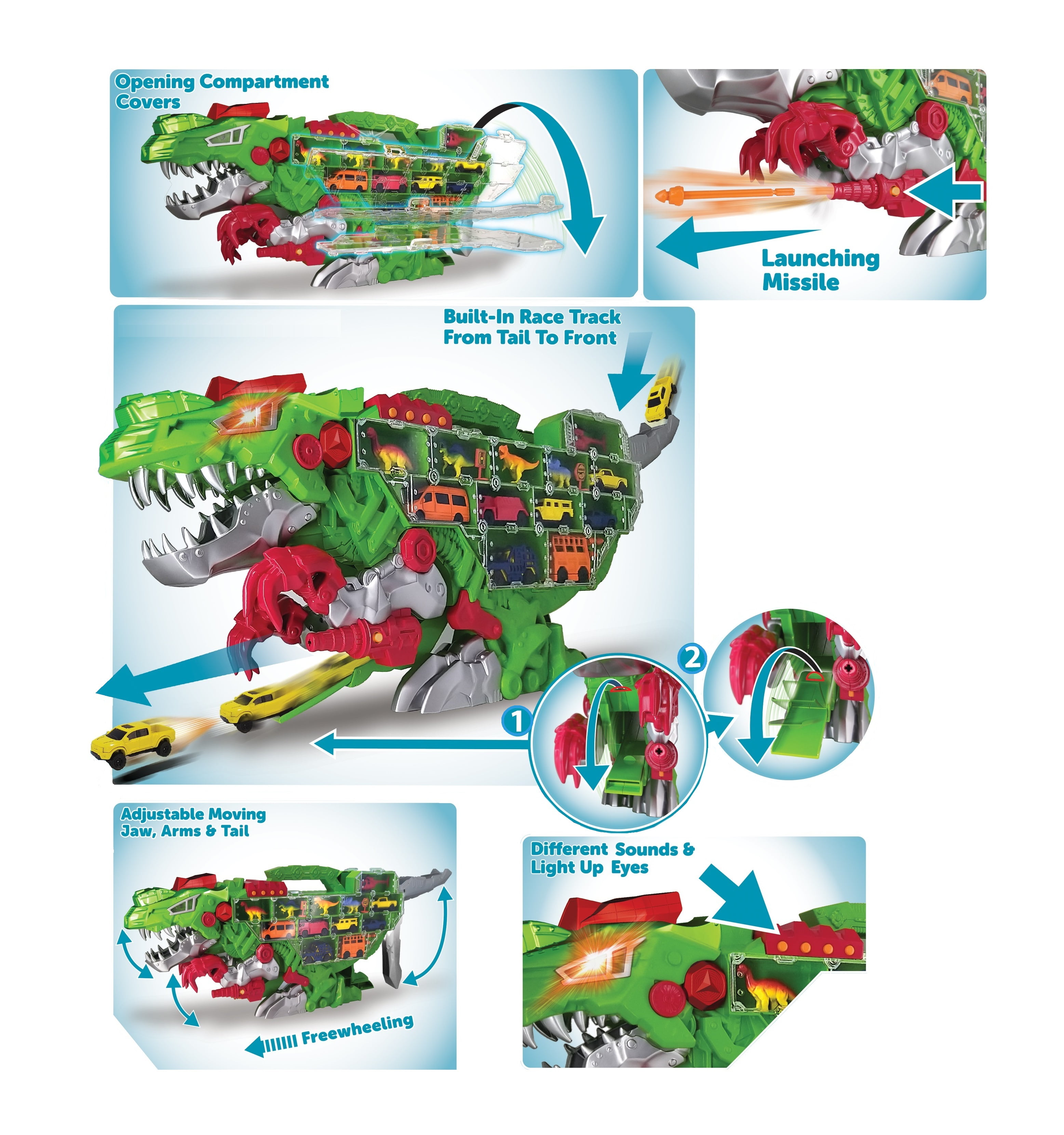 Kid Connection Dinosaur Vehicle Transporter Play Set, 18 Pieces