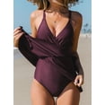 thumbnail image 4 of Cupshe One Piece Swimsuit for Women Tummy Control Swim Dress Crisscross Ruched Skirted Bathing Suit with Bottom, 4 of 8