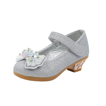 

Fall Winter Savings Clearance! Itsun Toddler Summer Shoe Girls High Heels Leather Piano Performance Crystal Dress Fashion Model Walk Show Princess Shoes Silver 35
