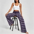 thumbnail image 5 of HomeDM Pants for Women Wide Leg Tie-Dye Striped Pants with Pockets Purple Drawstring Lounge Trousers for Athletic Work Size L, 5 of 7