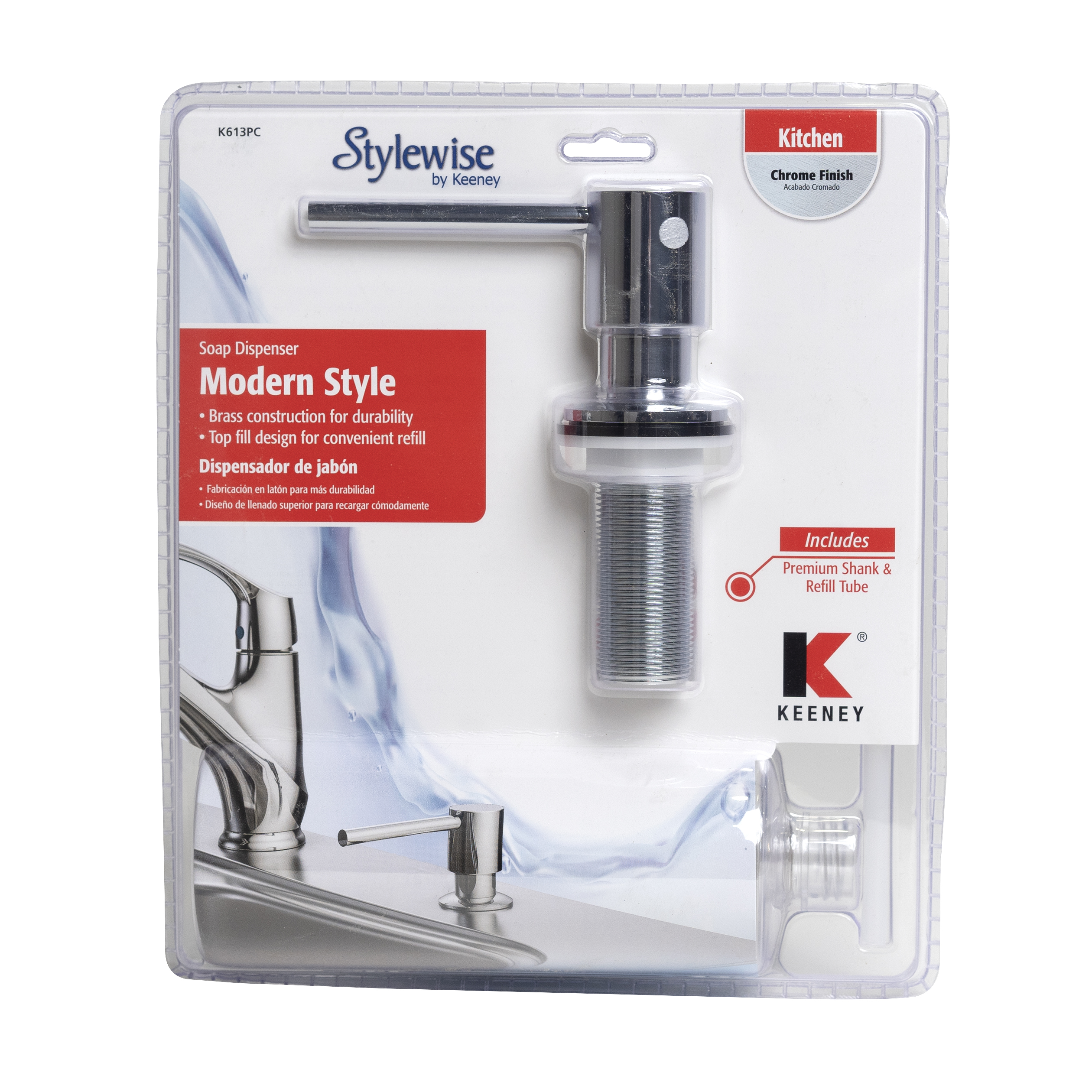 Keeney K613PC Modern Kitchen Soap and Lotion Dispenser, Polished Chrome