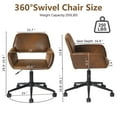 thumbnail image 3 of Homy Casa Swivel Office Chair, Adjustable Rolling Desk Chair for Meeting, Vanity or Meeting, Brown, 3 of 10