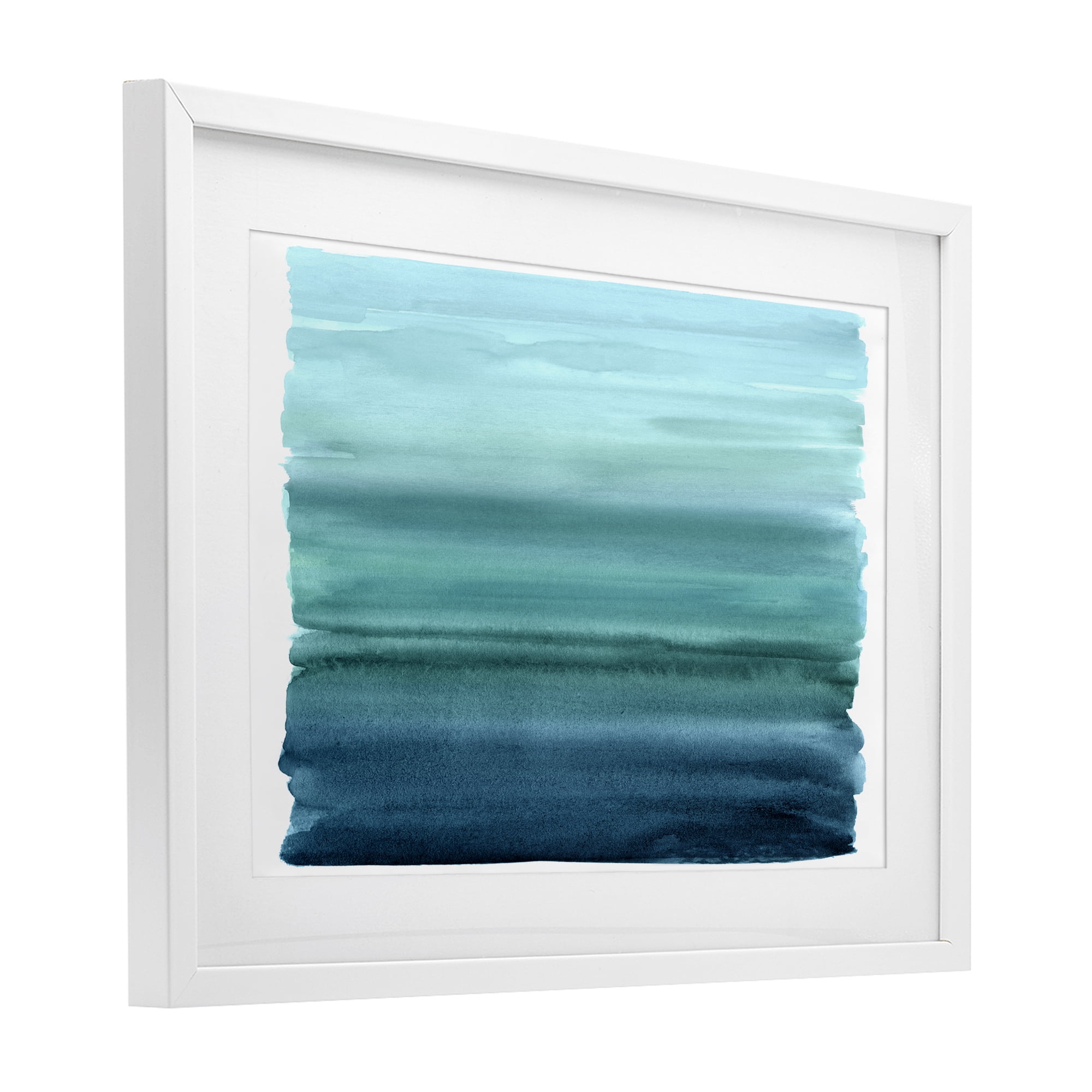 Stupell Industries Ombre Teal Gradient White Framed Print Under Glass, design by Allie Corbin