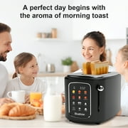 Bluebow 2-Slice Toaster with Touchscreen, 1.5 Wide Slots, 6 Bread Types & Shade Settings, Reheat, Defrost, Cancel, Removable Tray