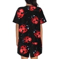 thumbnail image 3 of Bixox Women's Beautiful Red Ladybug Printed Pajama Set 2 Piece Lounge Set Top and Shorts Soft Pajamas, Shorts with Pockets, 3 of 7