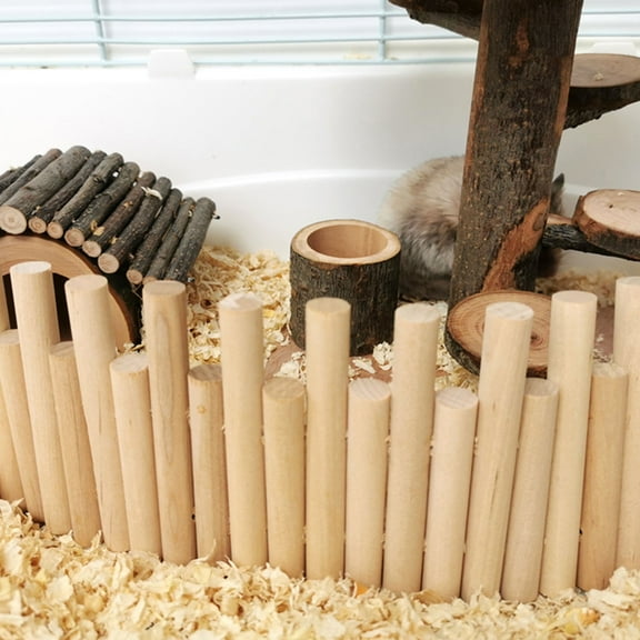 QIFULL Wooden Hamster Ladder Khaki Pet Cage Accessory for Climbing and Chewing Exercise
