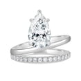 thumbnail image 2 of ESTE ORIGIN 2.00Ct Pear Cut Lab-Grown Diamond Double Band Engagenebt Ring – 5 Claw Solitaire, Half Pavé in 10K White Gold for Women US 8.5, 2 of 8