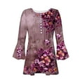 thumbnail image 6 of Dazajoo Womens Boho Blouses 3/4 Sleeve Vintage Floral Print Tunic Tops 2025 Summer Plus Size V Neck Flowy Henley Shirts,Hot Pink,XL, 6 of 6
