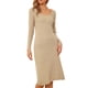 thumbnail image 1 of Vestido de suéter INSPIRE CHIC para mujer, vestido midi de punto acanalado de manga larga con escote en V, XL, beige, 1 of 6