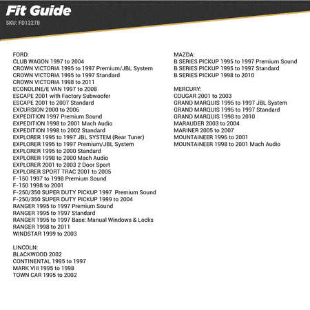 Scosche FD1327B Single DIN Dash Kit Compatible with Select 1995-11 Ford, Lincoln, Mazda and Mercury