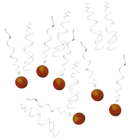 Pack Of 12pcs Carton Basketball Hanging Swirls Party Ceiling Decor