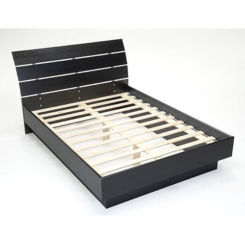 Laguna Full Platform Bed With Headboard, Black Woodgrain   Walmart 