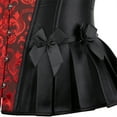 thumbnail image 3 of Grebrafan Corset Halloween Party Floral Pleated Trim Bustier Black Red 4XL, 3 of 5