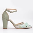 thumbnail image 1 of Ivy - Zapatos de boda con encaje floral 3D verde salvia verde 26 CM, 1 of 5