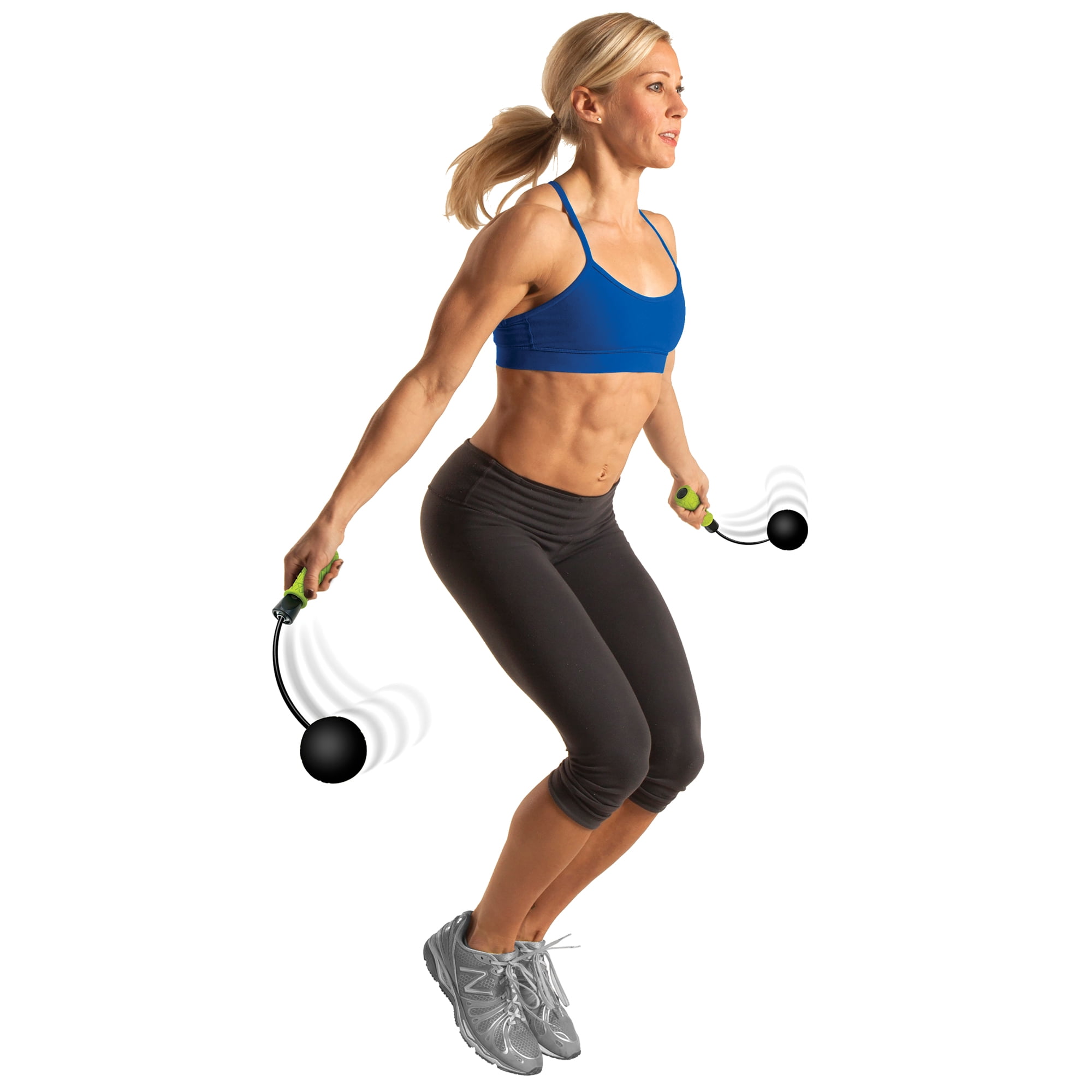 GoFit Ropeless Jump Rope with Weighted Foam Balls, 8-Inch PVC Rope, Ball-Bearing Spin for Indoor Cardio