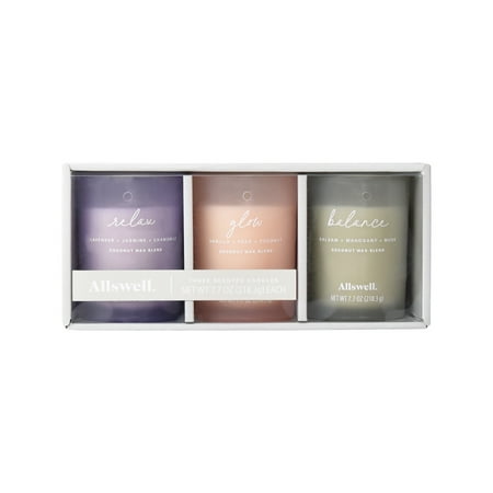 Allswell Spa 3-Pack Assorted Christmas Holiday Candle 7.7oz Each | Relax + Glow + Balance