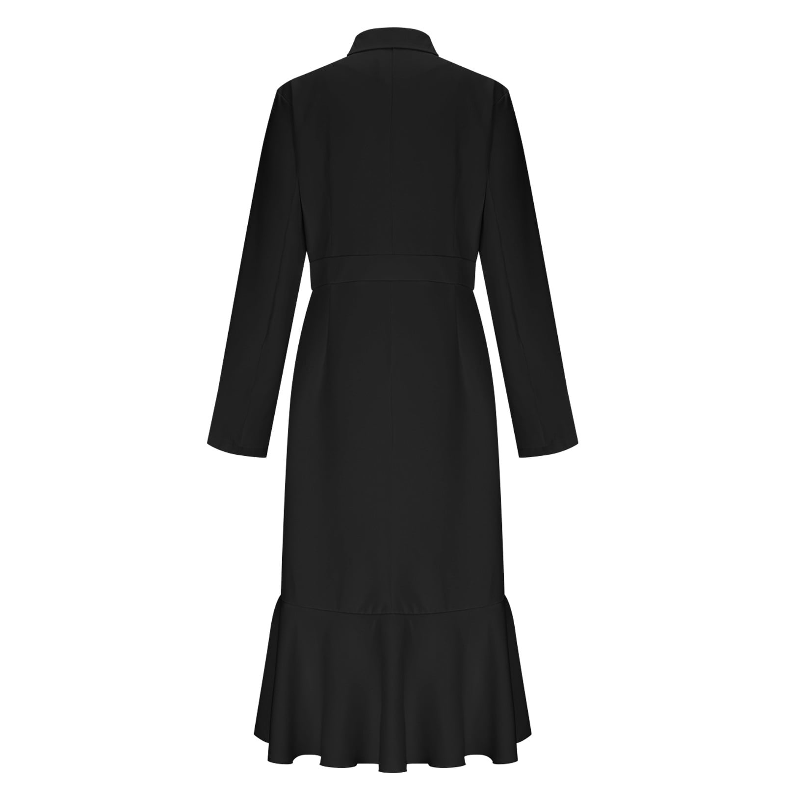 Women's Ruffle Hem Wear to Work Blazer Dresses - Elegant Long Sleeve High Low Bodycon Mermaid Cocktail Dress