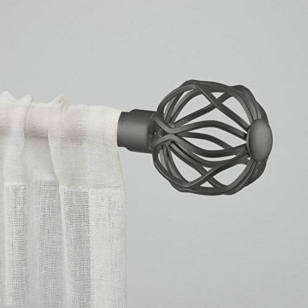 Exclusive Home Ogee 1" Curtain Rod and Coordinating Finial Set, Gunmetal, Adjustable 66"-120"