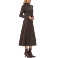 thumbnail image 4 of INSPIRE CHIC Fall Ribbed Knit Dresses for Women Mock Neck Casual Long Sleeve Maxi Dress M Coffee, 4 of 6