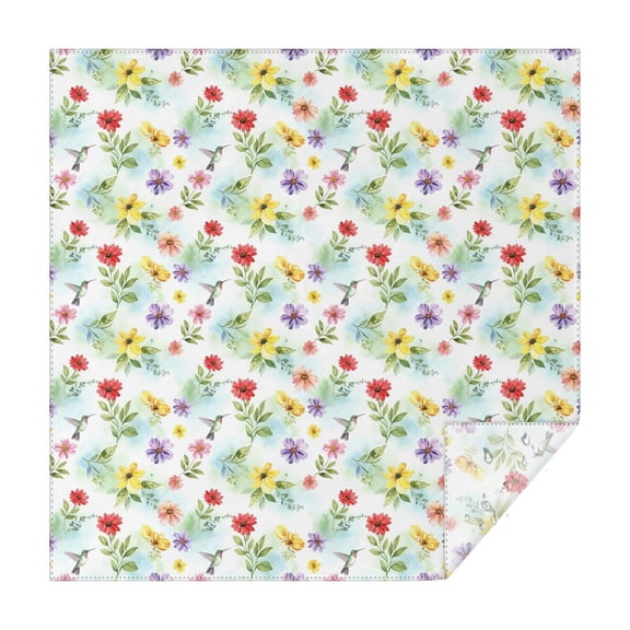 Pioneer Flower Floral Print Pattern Square Tablecloth, Waterproof Wipeable Spillproof Washable Table Cover for Home Kitchen Party Decor, 42"x42"