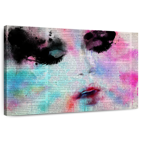 Elephant Stock Exotic Makeup Wall Art - Horizontal Canvas Wall Art - Living Room Wall Decor - Fashion And Beauty Canvas - Black And Pink Decor - 12" x 8"