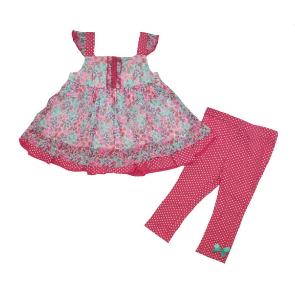 Baby Headquarters Infant Girls Pink Tank & Capri Pants Set (6-9 Months)