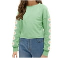 thumbnail image 5 of Tao Tao Kids Crop Tops Girls Long Sleeve Tee Shirts Cute Daisy Pinted Fashion Sweatshirt Pullover Top New Sweatshirt Mint Green 150, 5 of 5