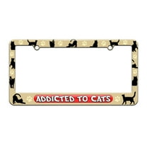 Addicted To Cats - Pets - License Plate Tag Frame - Cat Silhouettes Design