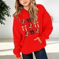 thumbnail image 2 of YDFCWXW Girl's Football Sweatshirt Graphic Hoodies Pullover Football Season Long Sleeve Tops with Pockets (Red, 5-6 Years), 2 of 5