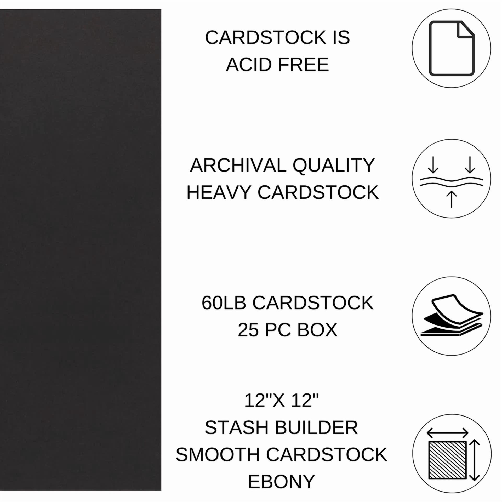 FLINT - Pa Paper Accents Stash Builder Cardstock Pack 12" X 12" Ebony, 60Lb Colored