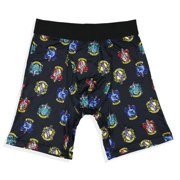 Harry Potter Boxer Briefs Men's Hogwarts Castle House Crests All-Over Print Underwear