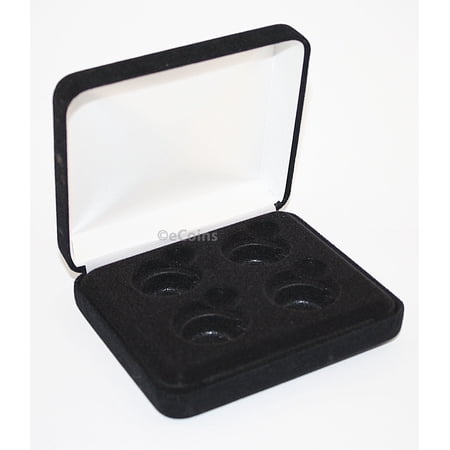 Lot of 5 Black Felt COIN DISPLAY GIFT METAL BOX for 4-Quarter or Presidential $1