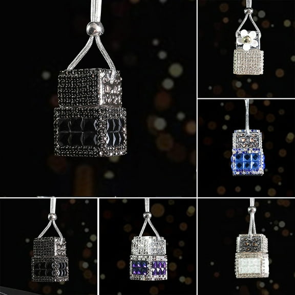 Diamond Perfume Bottle Car Pendant, Car Rearview Mirror Hanging Decoration, Car Perfume Bottle for Vehicle Interior, Aromatherapy Ornament